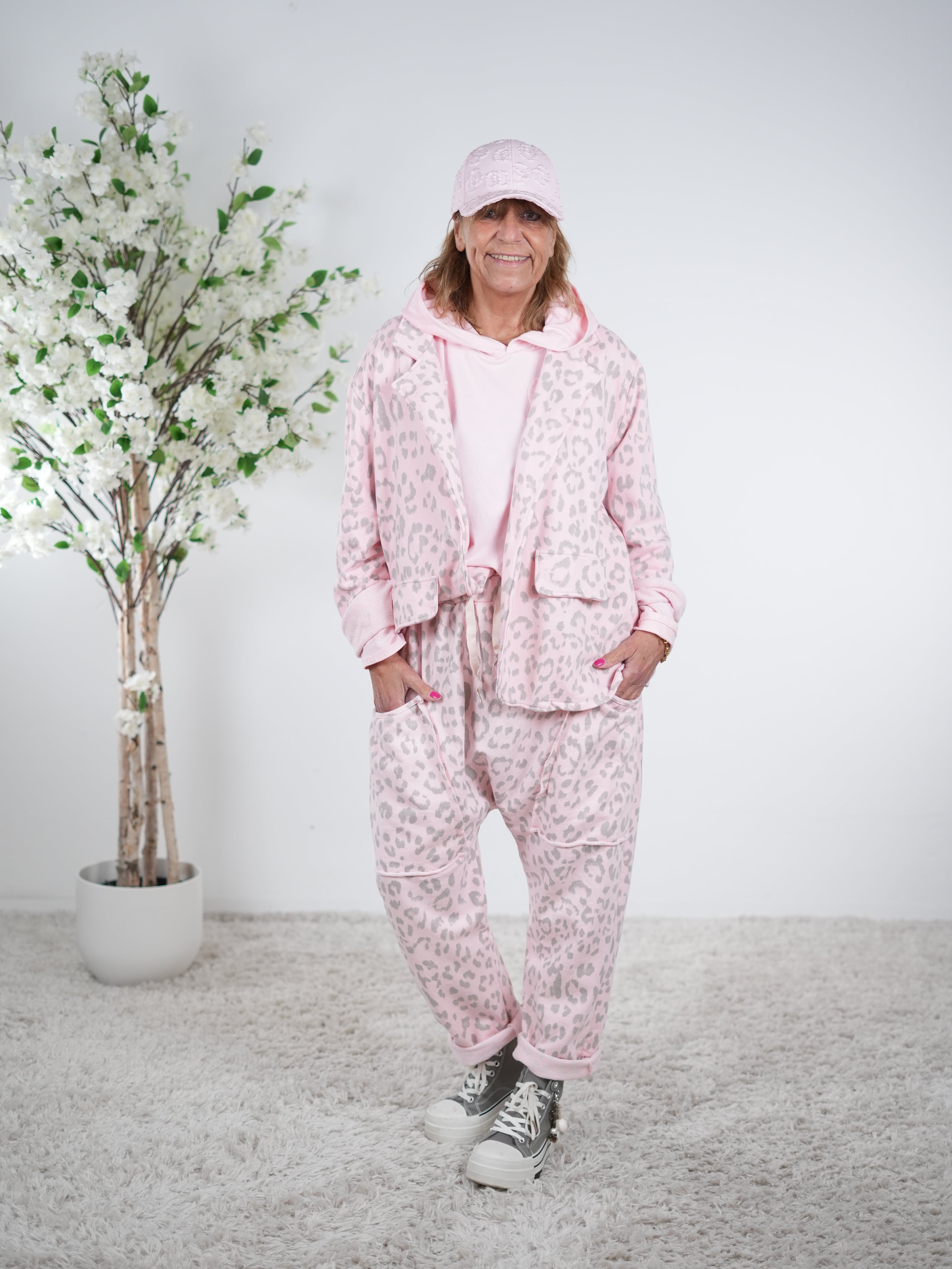 oversize Sweaty Blazer im Leo Look One Size (ca Gr. 40 "oversize"-46) Rosa