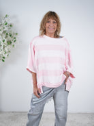 oversized Sweaty im Streifen Design One Size (ca Gr. 42 "oversize"-48) Rosa