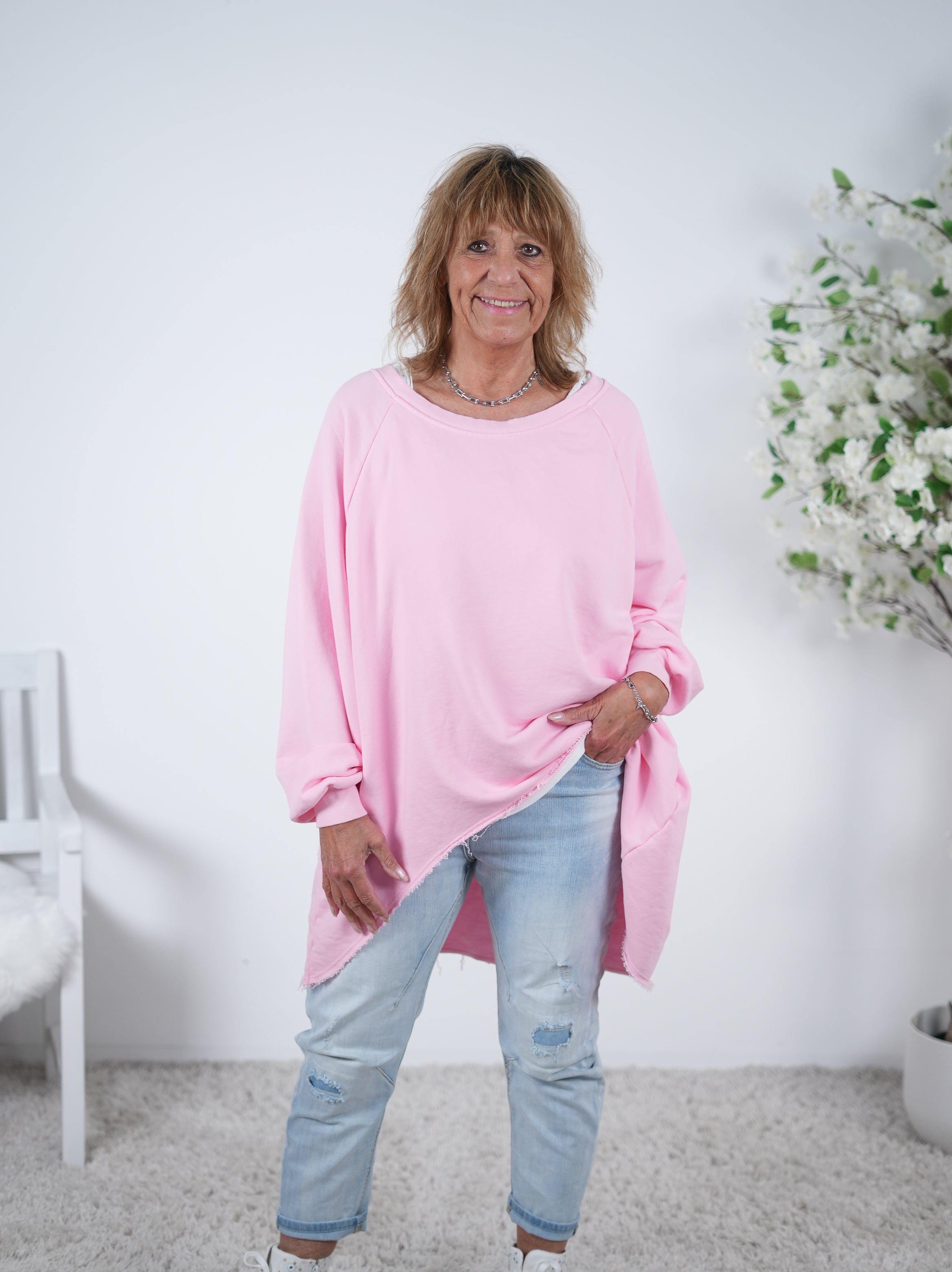 Oversize Sweaty im Vokuhila Schnitt One Size (ca Gr. 42 "oversize"-48) Pink
