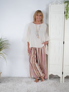 Oversize Viskose Shirt mit Rundhalsausschnitt