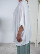 Oversize Viskose Shirt mit Rundhalsausschnitt