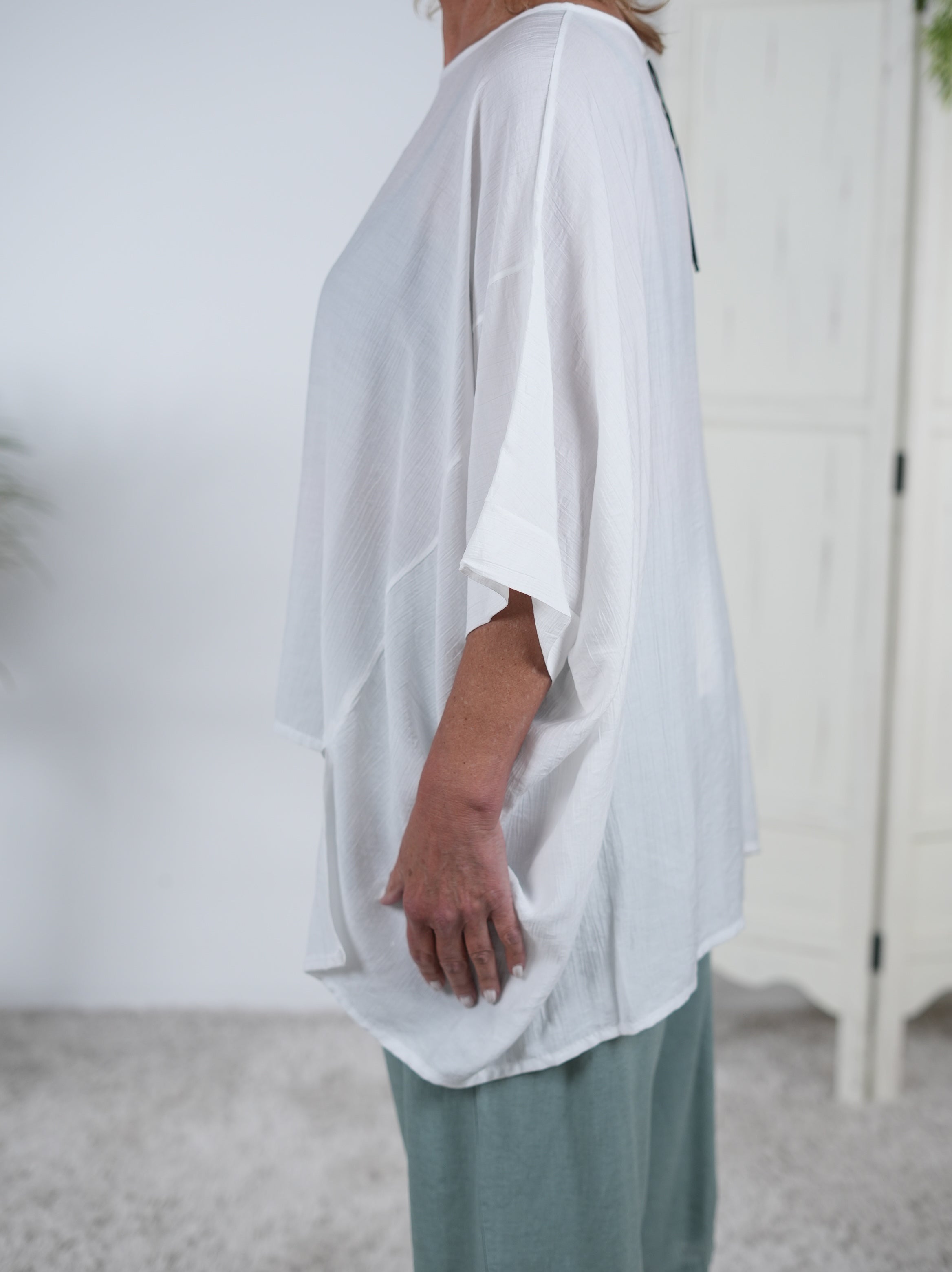 Oversize Viskose Shirt mit Rundhalsausschnitt