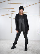 Oversized Sweaty mit Kunstledereinsatz