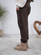 Pants in Veloursleder-Optik mit Gummibund