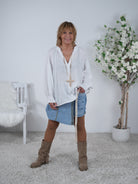 Piratenbluse aus Leinen Einheitsgröße (ca Gr. 40 42 "oversize"-46) Weiß