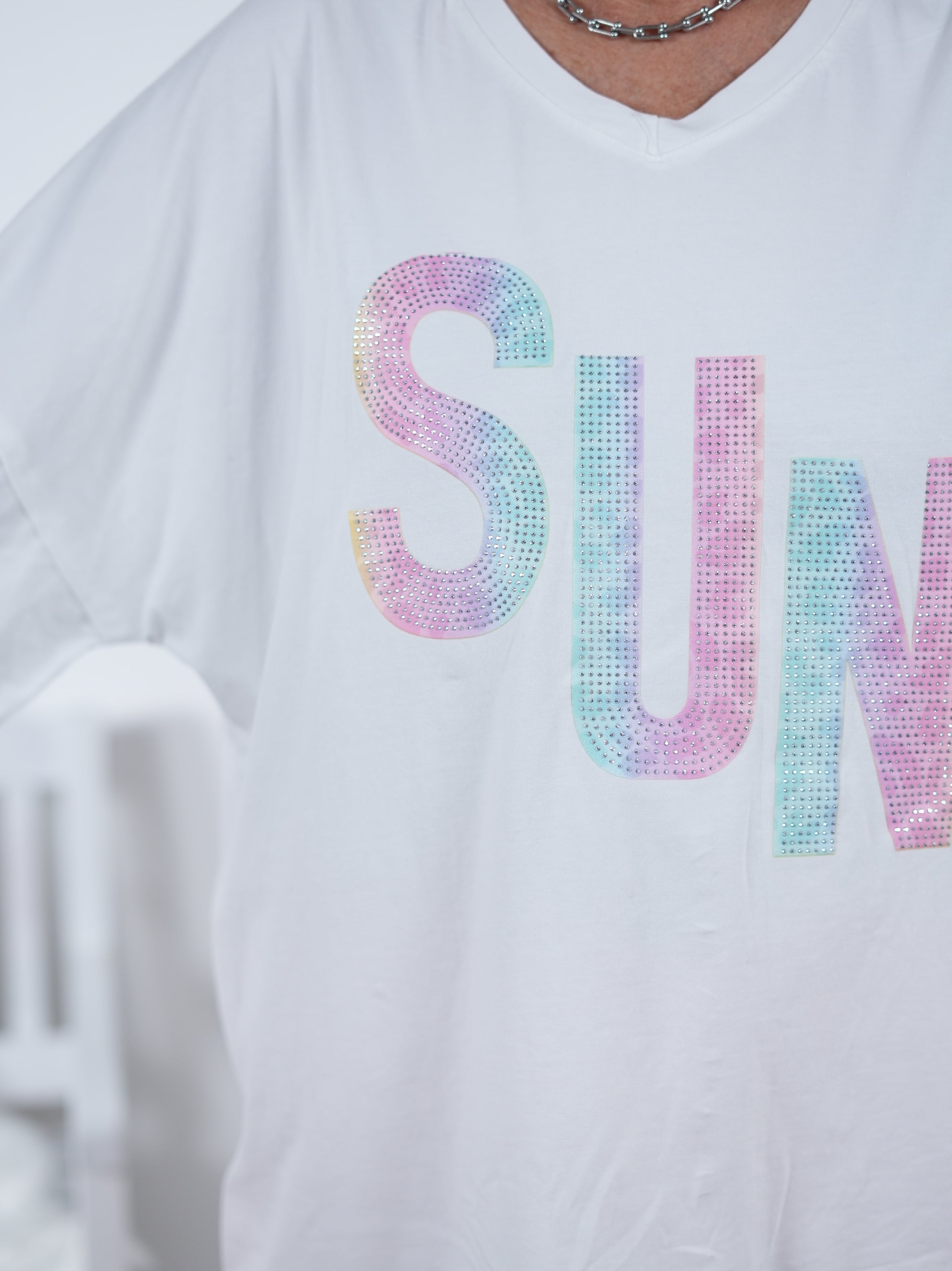 Shirt mit "sun" Schriftzug, meliert