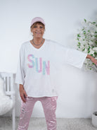 Shirt mit "sun" Schriftzug, meliert