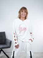 Sweaty mit ausgestanzten Ärmeln und Skull Motiv