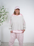 unifarbenes Crop Sweaty mit überschnittenem Arm One Size (ca Größe 38-44) Beige