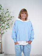 unifarbenes Crop Sweaty mit überschnittenem Arm One Size (ca Größe 38-44) Blau