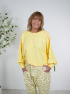 unifarbenes Crop Sweaty mit überschnittenem Arm One Size (ca Größe 38-44) Gelb