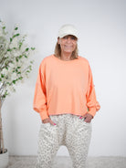 unifarbenes Crop Sweaty mit überschnittenem Arm One Size (ca Größe 38-44) Orange