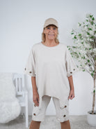 unifarbenes Shirt mit überschnittenem Arm und D-Ring