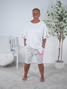 unifarbenes Shirt mit überschnittenem Arm und D-Ring