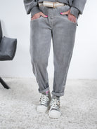 Velour Pants, stonewashed One Size (ca Größe 40-42 44) Anthrazit