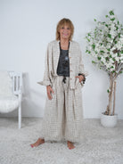 Vokuhila Bluse mit genähtem Karo Muster