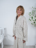 Vokuhila Bluse mit genähtem Karo Muster