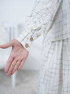 Vokuhila Bluse mit genähtem Karo Muster