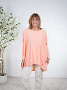 Vokuhila Shirt, langarm One Size (ca Größe 40 "oversize"-48) Apricot pink
