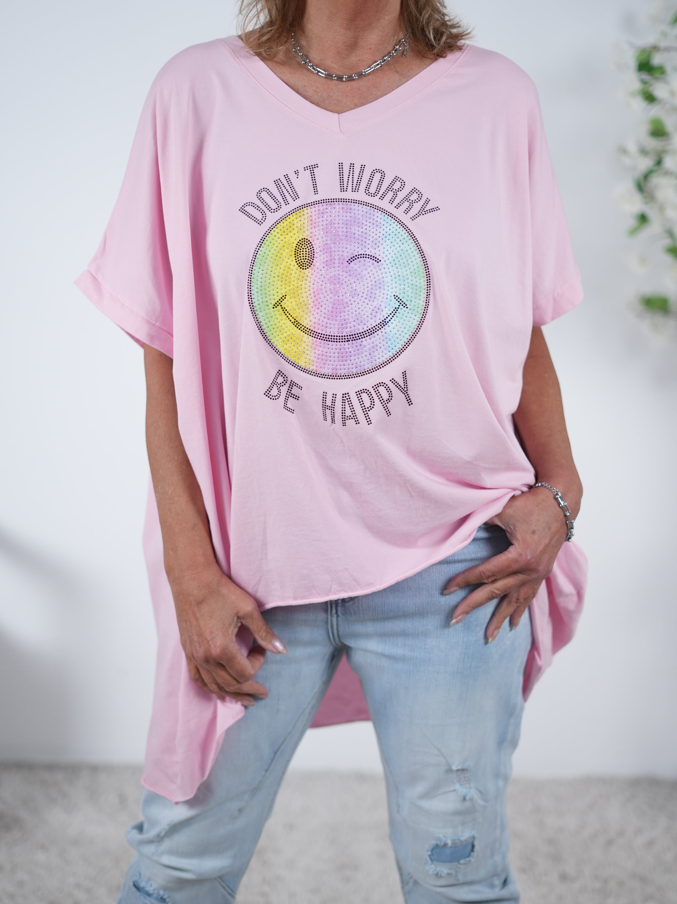 Vokuhila Shirt mit Gute-Laune Patch