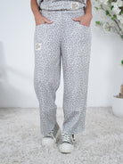 Weiche Wide Leg Pants im Leo Design Einheitsgröße (ca Gr. 40-44) Hellgrau Weiß