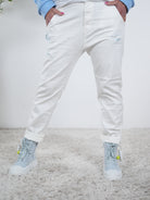 weiße Jeans Baggy im destroyed Look