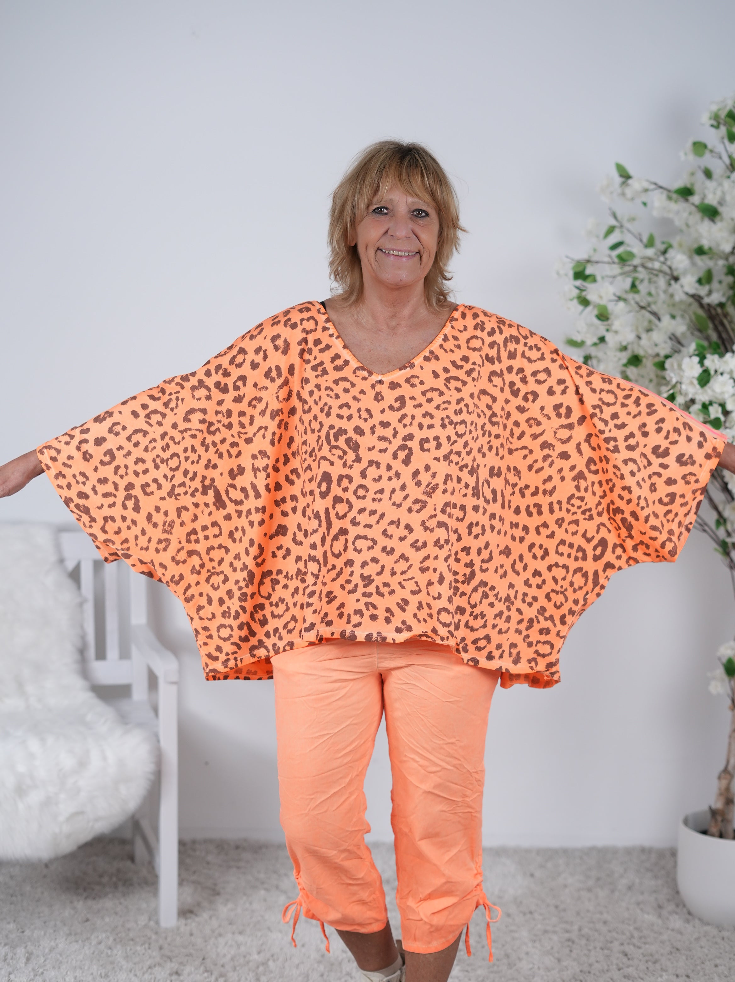 weiter Leo Poncho mit Streifen