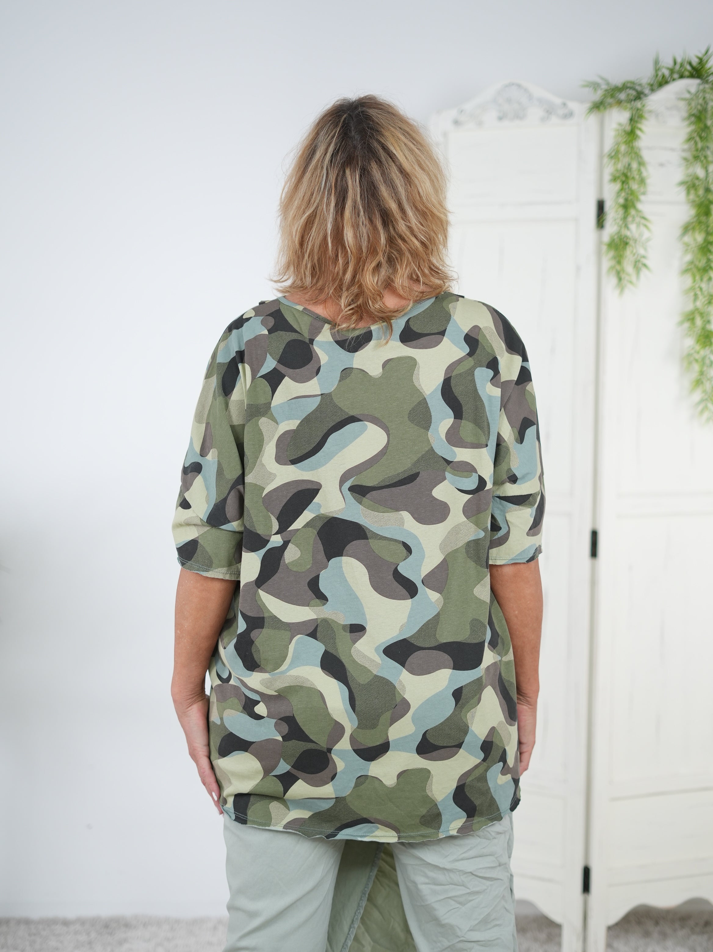 weites Vokuhila Shirt, camouflage