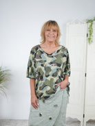 weites Vokuhila Shirt, camouflage