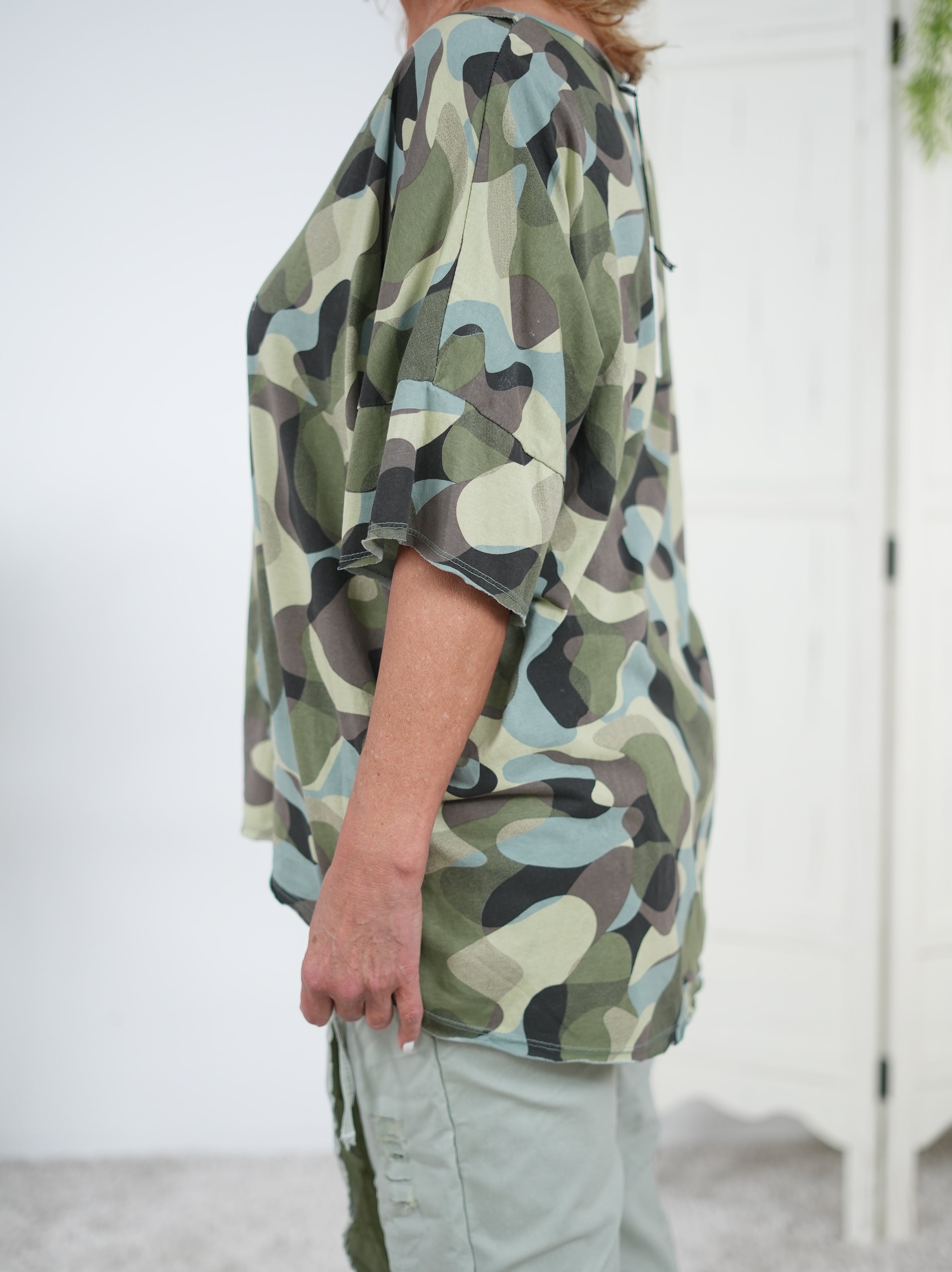 weites Vokuhila Shirt, camouflage