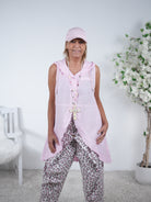 Weste aus Leinen mit Kapuze Einheitsgröße (ca Gr. 38 "oversize"-42) Rosa