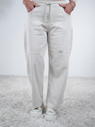 Wide Leg Pants mit kleinem Patch One Size (ca Gr. 38-42) Beige